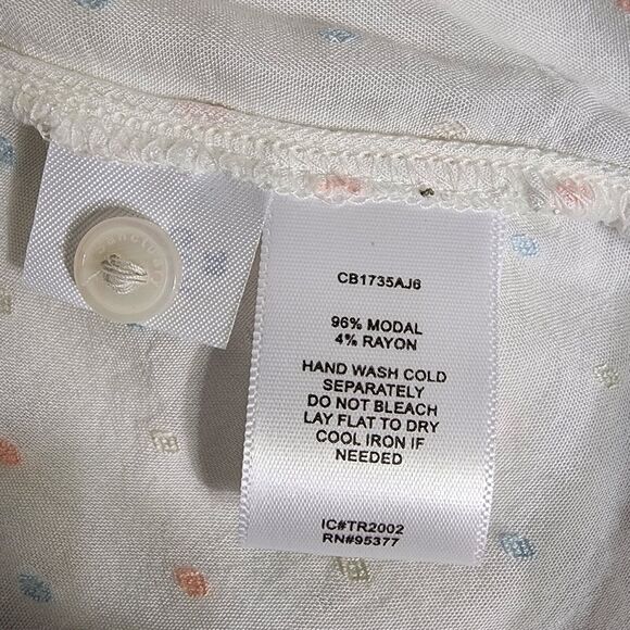 Sanctuary Women Top Small White Evelyn Clip Dot Blouse Rainbow Button 3/4 Sleeve - Picture 9 of 10